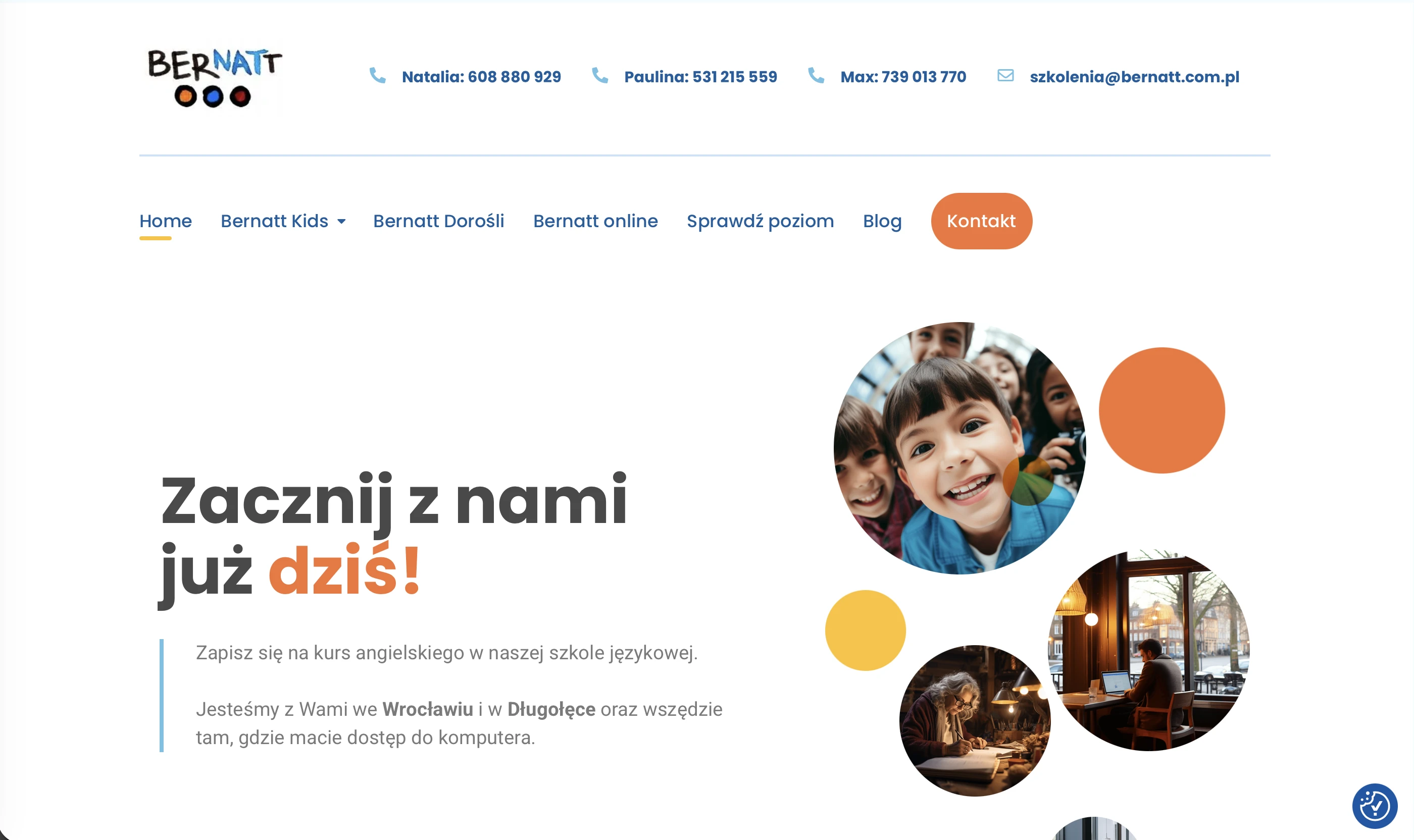 Bernatt Language School website homepage