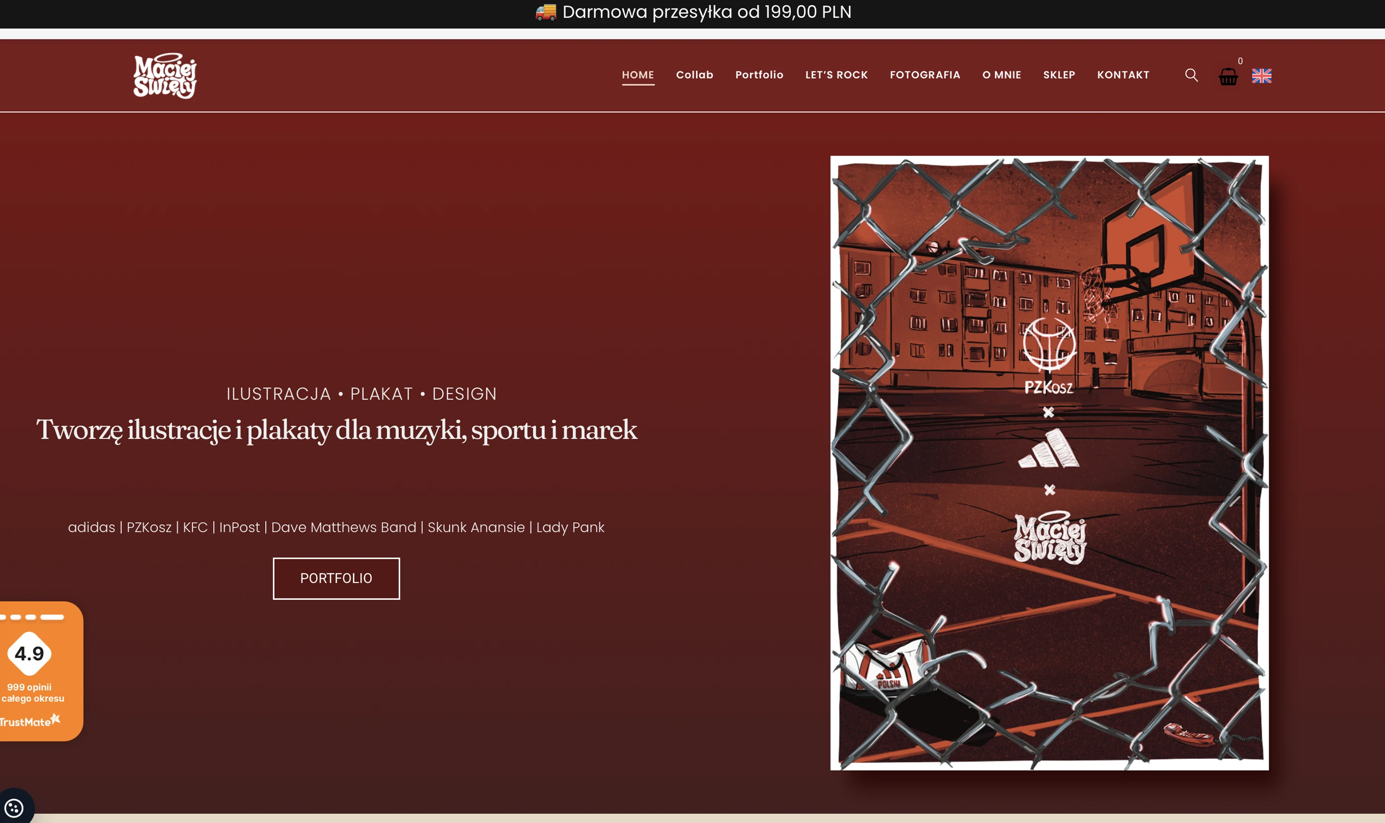 Maciej Święty online store homepage